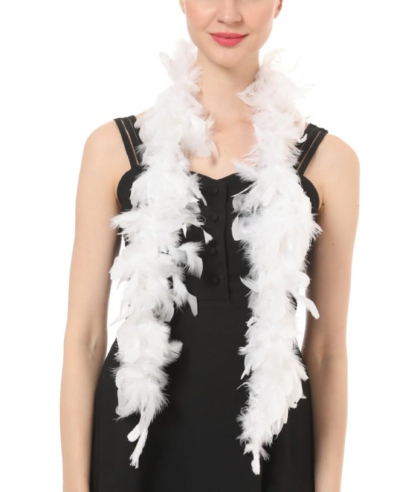 Flydreamfeathers 25 Gram, 4 Feet Long Chandelle Feather Boa, Feather Boa, Great for Party, Wedding, Halloween Costume, Christmas Tree, Decoration (White Color) - Image 1